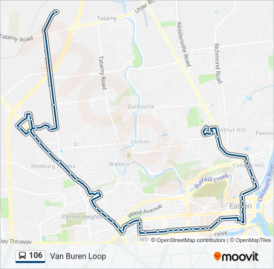 106 Bus Line Map