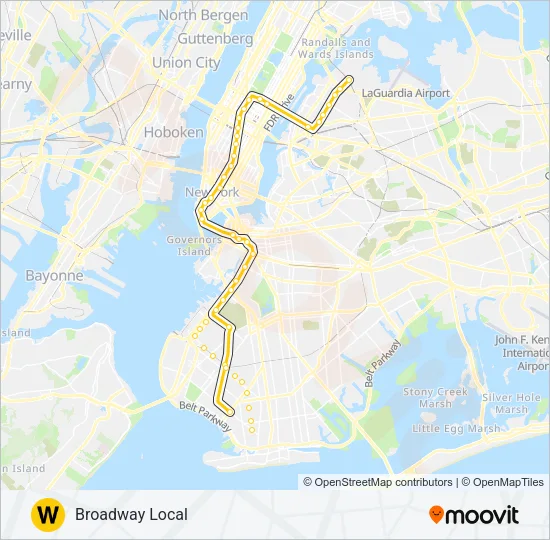 W Subway Line Map