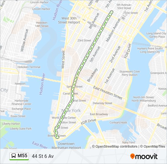 M55 bus Line Map