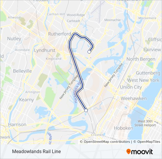 Nj Transit Map Pdf Meadowlands Rail Line Route: Schedules, Stops & Maps - #1976| Frank R  Lautenberg Secaucus Lower Level (Updated)