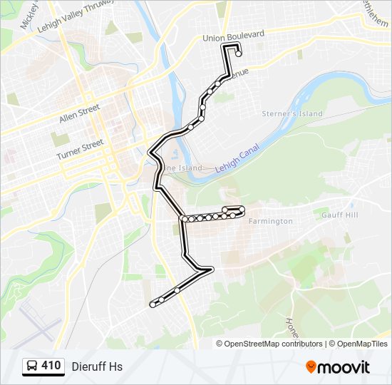 Mapa de 410 de autobús