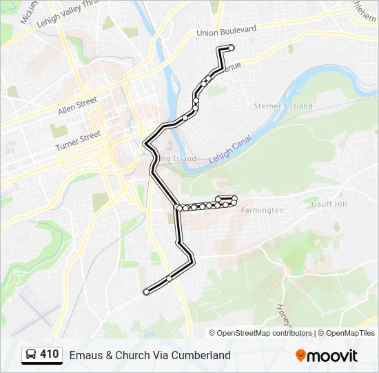 410 Bus Line Map