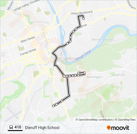 410 Bus Line Map