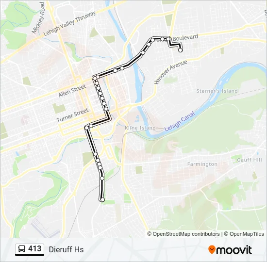 413 Bus Line Map