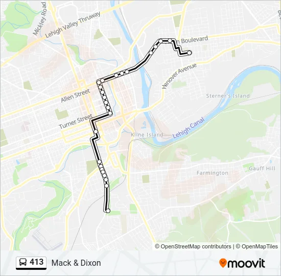 413 Bus Line Map