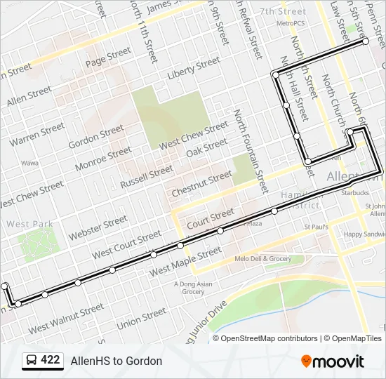 422 Bus Line Map