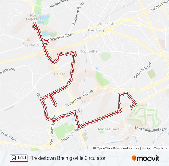 613 bus Line Map