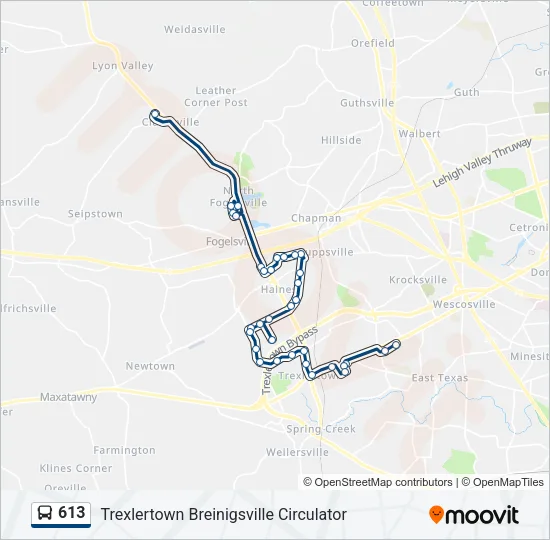 613 Bus Line Map
