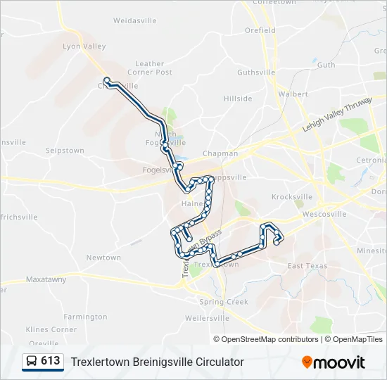 613 Bus Line Map