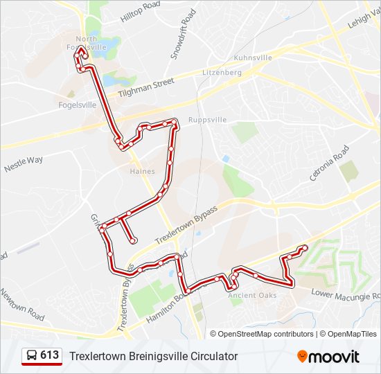 Mapa de 613 de autobús