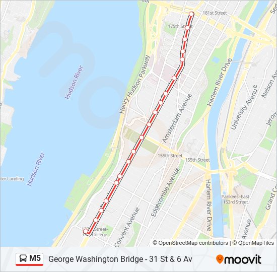 Mapa de M5 de autobús