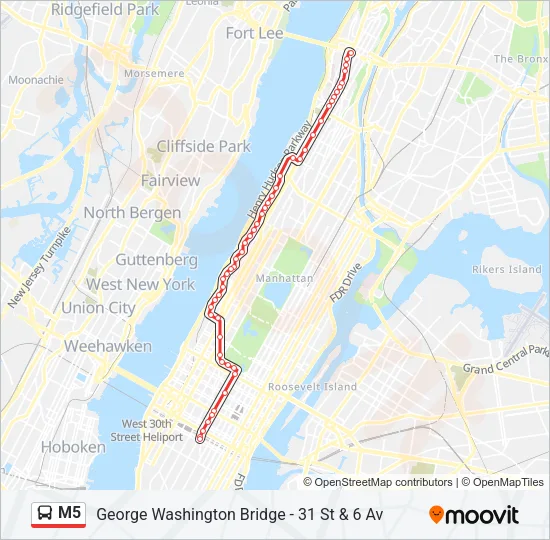 M5 Bus Line Map