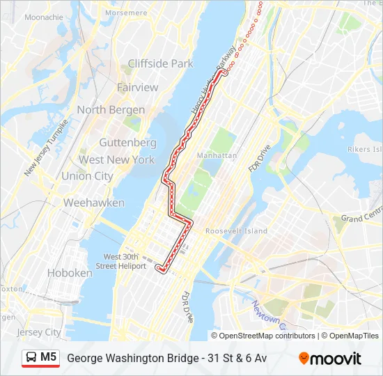 M5 Bus Line Map
