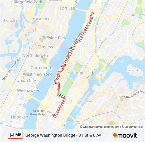 M5 Bus Line Map