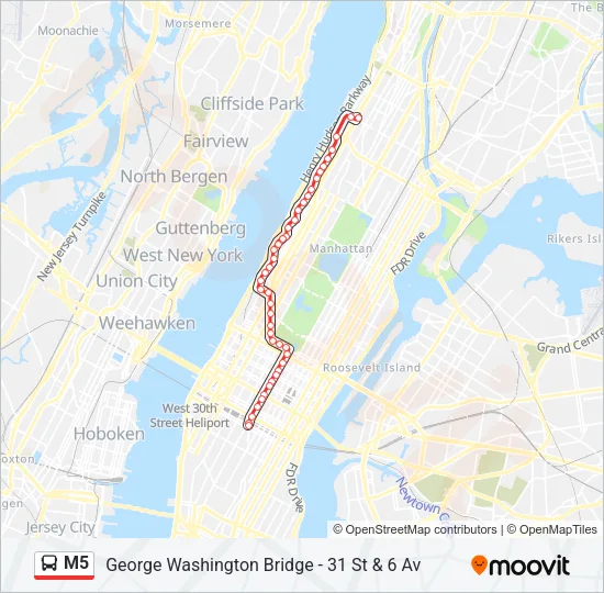 M5 Bus Line Map