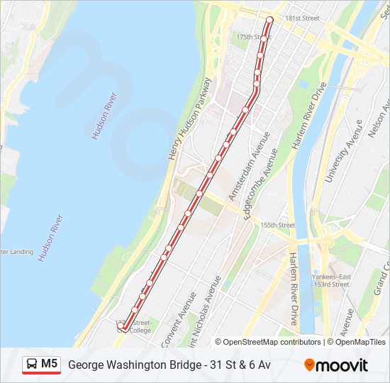 M5 bus Line Map