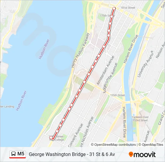 M5 Bus Line Map