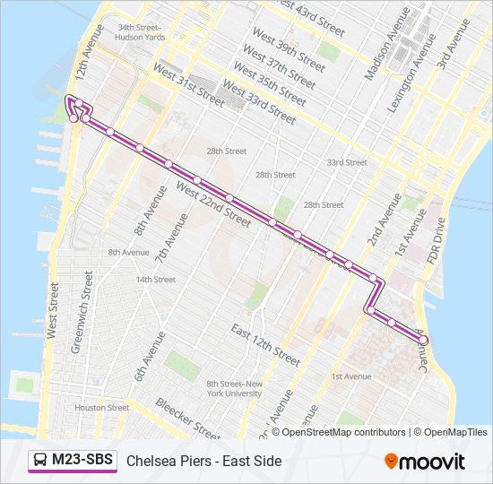 M23-SBS bus Line Map