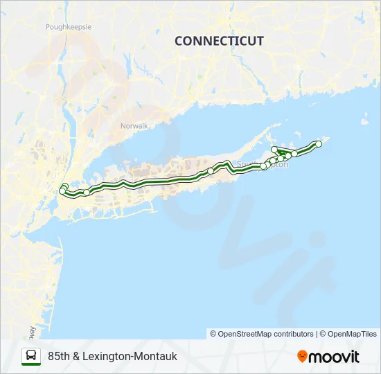 HAMPTON JITNEY MONTAUK Bus Line Map