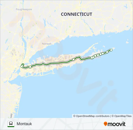 HAMPTON JITNEY MONTAUK Bus Line Map