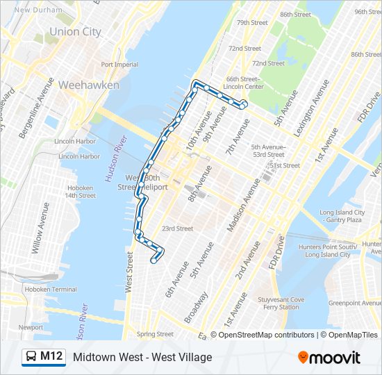 Mapa de M12 de autobús