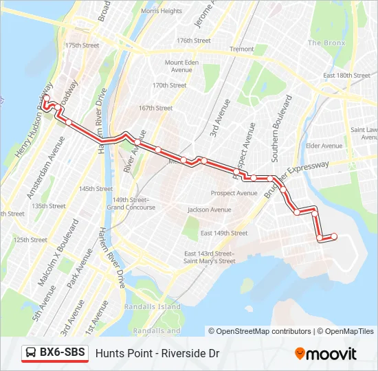 BX6-SBS Bus Line Map