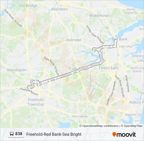 838 Bus Line Map