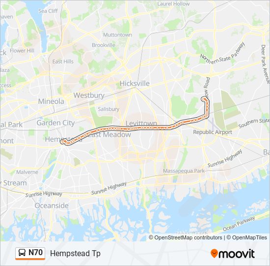 N70 bus Line Map