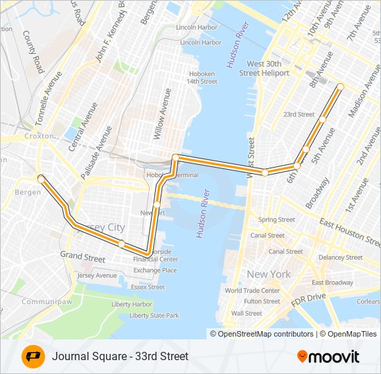 path Route Schedules, Stops & Maps 33rd Via Hoboken (Updated)
