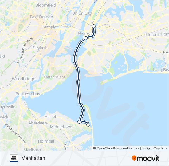 NEW YORK CITY & NEW JERSEY ferry Line Map