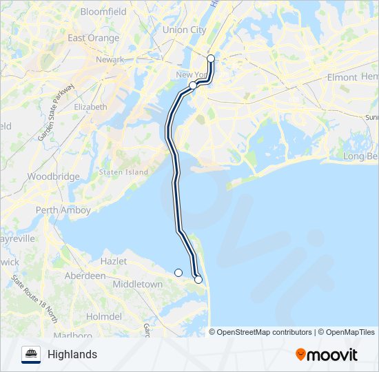 NEW YORK CITY & NEW JERSEY ferry Line Map