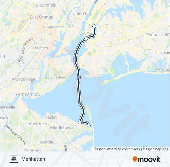 NEW YORK CITY & NEW JERSEY Ferry Line Map