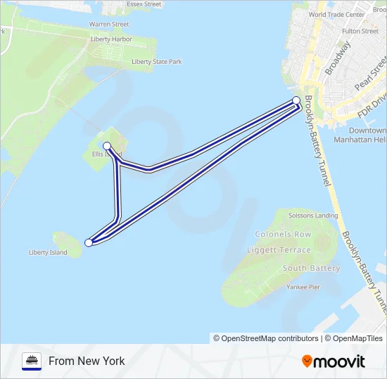 STATUE CRUISES FERRY Ferry Line Map
