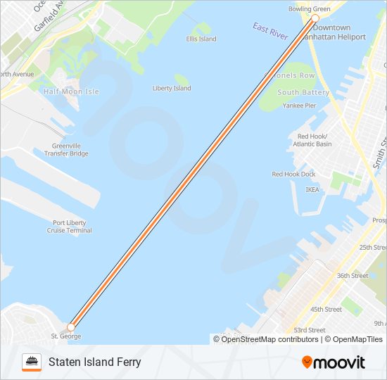 Mapa de STATEN ISLAND FERRY de ferry