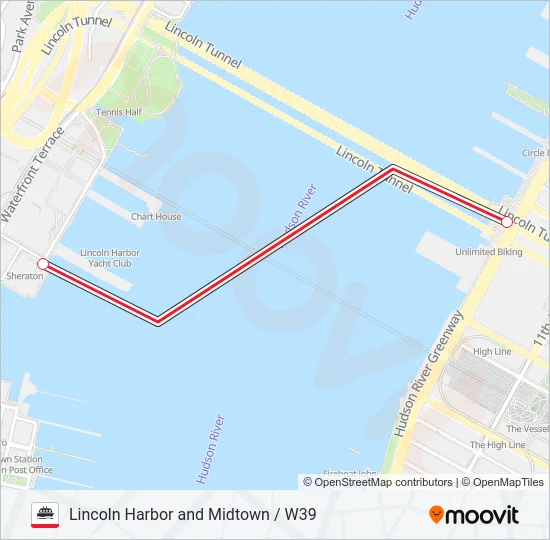 LINCOLN HARBOR AND MIDTOWN / W39  Line Map