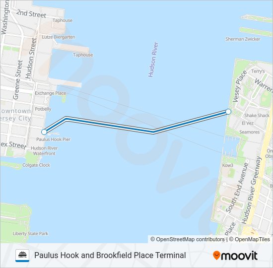 PAULUS HOOK AND BROOKFIELD PLACE TERMINAL  Line Map