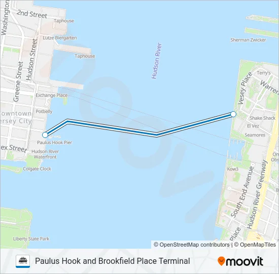PAULUS HOOK AND BROOKFIELD PLACE TERMINAL  Line Map
