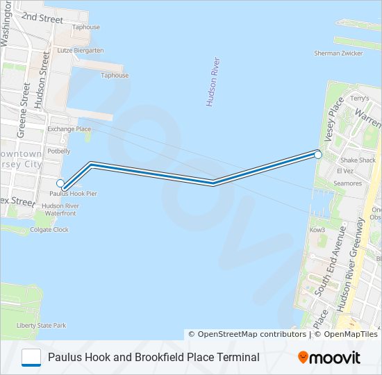Ruta paulus hook and brookfield place terminal horarios, paradas y