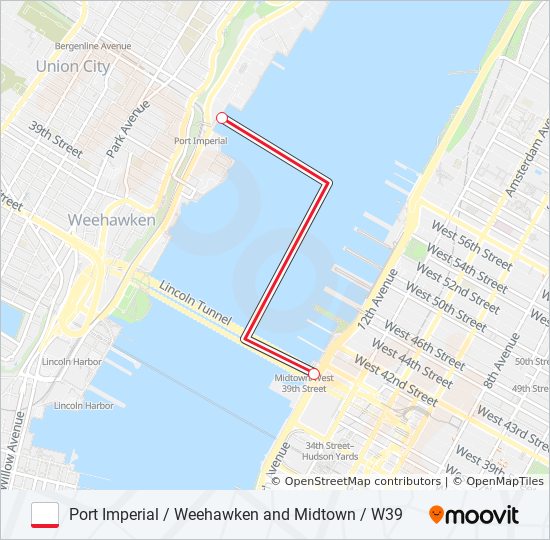 port imperial weehawken and midtown w39 Route Schedules, Stops & Maps