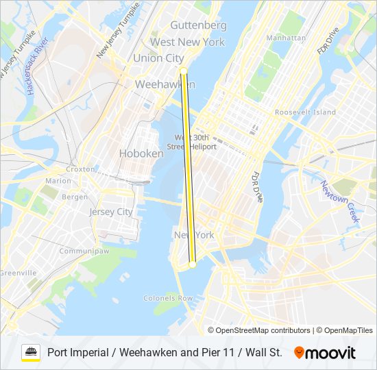 Mapa de PORT IMPERIAL / WEEHAWKEN AND PIER 11 / WALL ST. de ferry