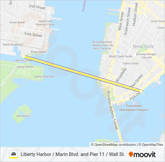 LIBERTY HARBOR / MARIN BLVD. AND PIER 11 / WALL ST.  Line Map