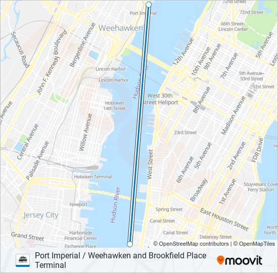 Ruta port imperial weehawken and brookfield place terminal horarios