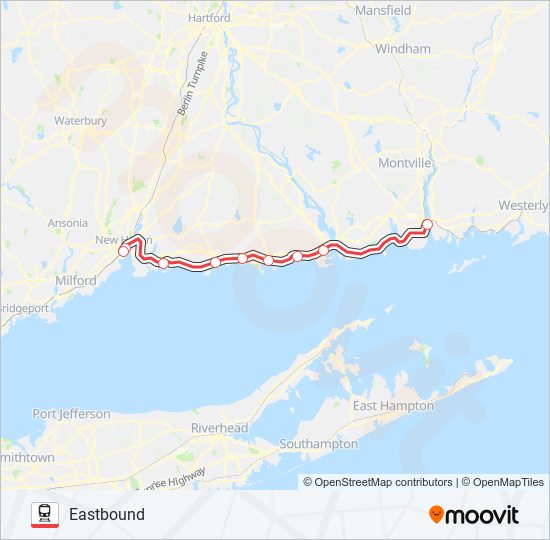 Mapa de SHORE LINE EAST TRAIN de tren