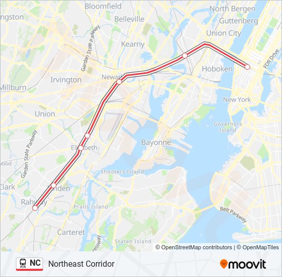 NC train Line Map