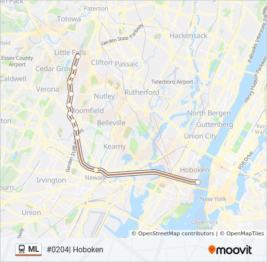 Montclair Boonton Line Map Ml Route: Schedules, Stops & Maps - #0204| Hoboken (Updated)