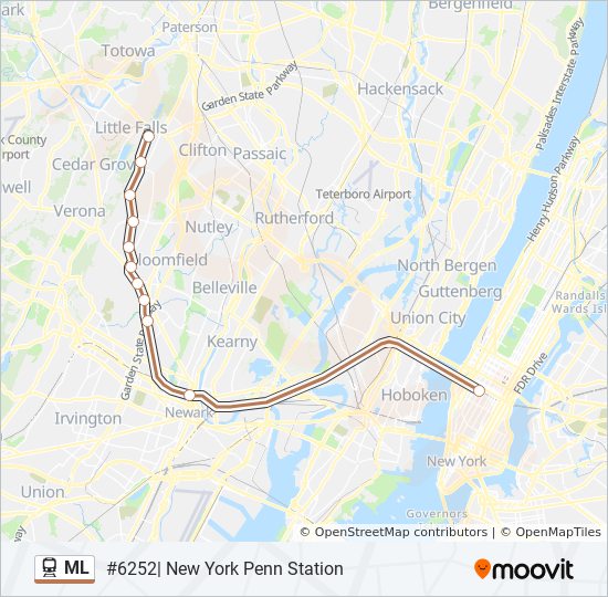 Montclair Boonton Line Map Ml Route: Schedules, Stops & Maps - #6252| New York Penn Station (Updated)