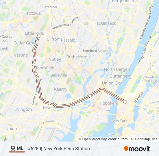 Montclair Boonton Line Map Ml Route: Schedules, Stops & Maps - #6280| New York Penn Station (Updated)