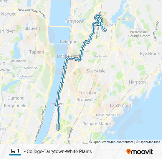 1 Route: Schedules, Stops & Maps - Westchester Comm College Lot 9 (Updated)