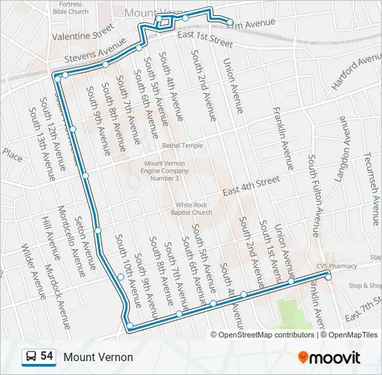 54 Bus Line Map