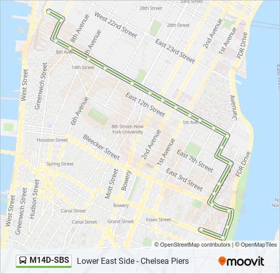 Mapa de M14D-SBS de autobús